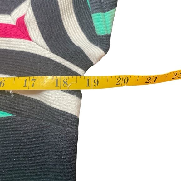 Crown & Ivy Shift Dress Ribbed Navy White Mint Pink Stripe Small Coastal Spring - Picture 9 of 13